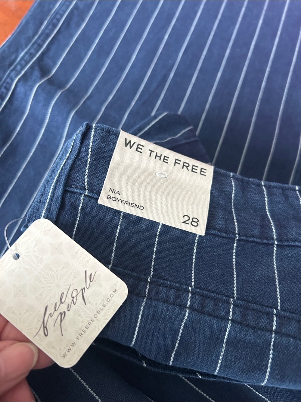 FREE PEOPLE x We The Free Nia Striped Boyfriend Jeans size 28 - Picture 9 of 9